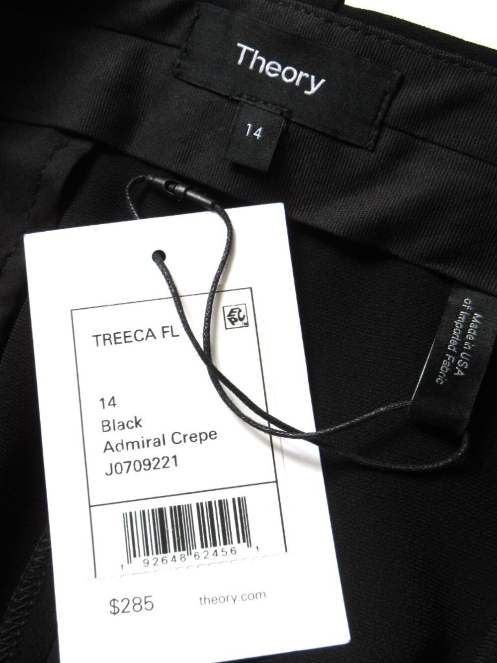 NWT THEORY Full Length Treeca in Black Admiral Crepe Tapered Slim Pants 14 - Picture 6 of 7